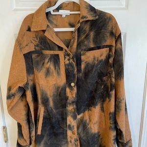 Corduroy tie dye shacket